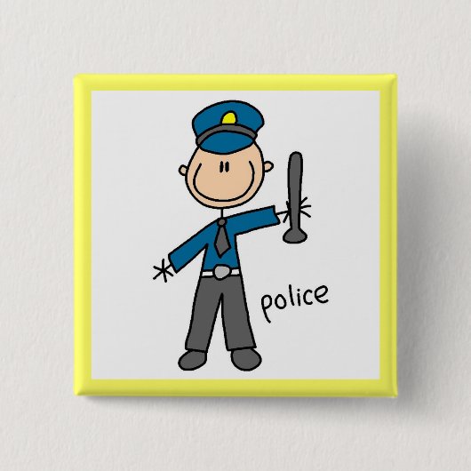 Polizist Stickfigur Button (Vorderseite)