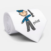 Polizist Stickfigur Krawatte (Gerollt)