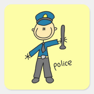 Polizist Stickfigur Quadratischer Aufkleber