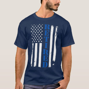 Polizist stolz im Ruhestand Thin Blue Line Flagge  T-Shirt