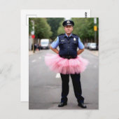 Polizist trug rosa Tutu Postkarte (Vorne/Hinten)