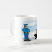 Polizist und schwarze Katze Kaffeetasse (Vorderseite Links)