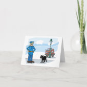 Polizist und schwarze Katze Karte (Vorderseite)