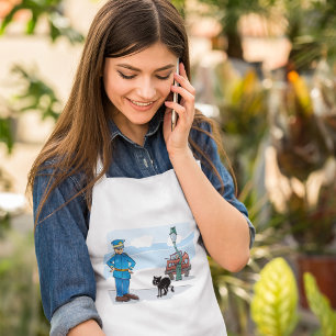 Polizist und schwarze Katze Schürze