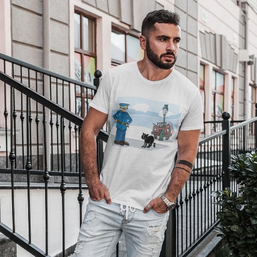 Polizist und schwarze Katze T-Shirt