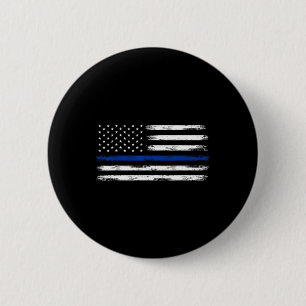 Polizist Us Usa Amerikanische Flagge Thin Blue Lin Button