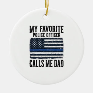 Polizist Vater Thin Blue Line Vintage Vector D Keramik Ornament