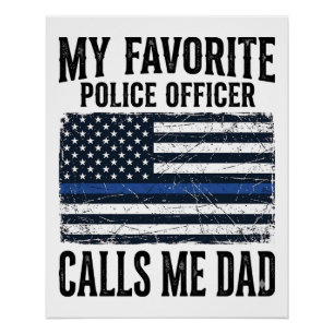 Polizist Vater Thin Blue Line Vintage Vector D Poster