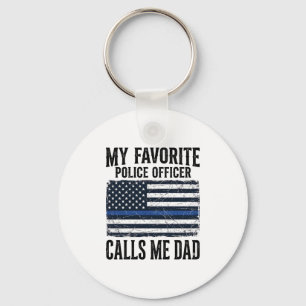 Polizist Vater Thin Blue Line Vintage Vector D Schlüsselanhänger
