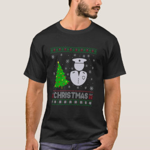 Polizist Xmas Tree Lighting Ugly Weihnachten Schwe T-Shirt