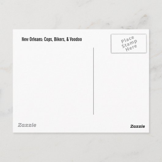 Polizisten, Biker und Voodoo Postkarte (Rückseite)