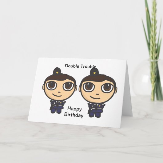 Polizisten Doppeltrouble Happy Birthday Card Karte (Vorderseite)
