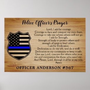 Polizisten-Gebet Rustikal Thin Blue Line Flagge Poster