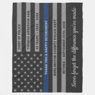 Polizisten Ruhestand Geschenk Thin Blue Line Flagg Fleecedecke