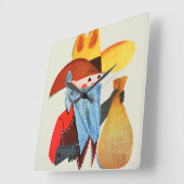 Polizisten und Räuber Quadratische Wanduhr (Winkel)