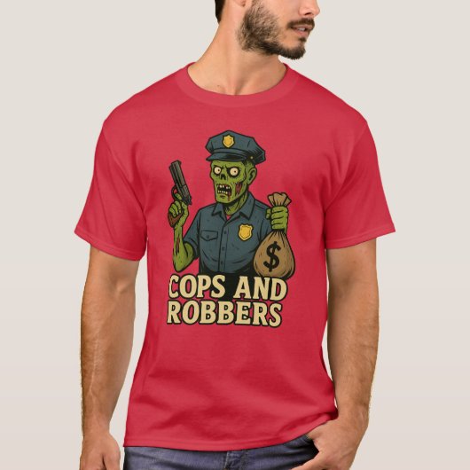Polizisten und Robbers Halloween T - Shirt (Vorderseite)