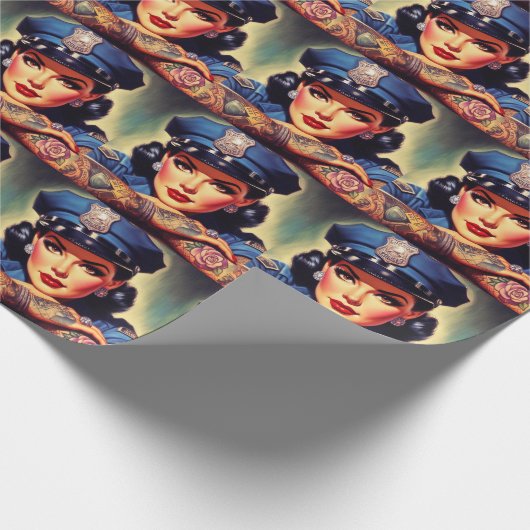 Polizistin Geschenkpapier (Ecke)