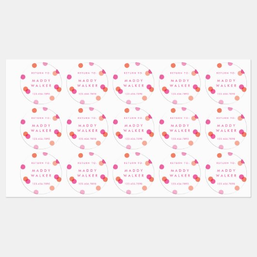 Polk a dot confetti wasserdichte childrens Aufkleb Etiketten (Blatt)