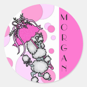 Polk-a-dots N Poodles - Anpassbar Runder Aufkleber