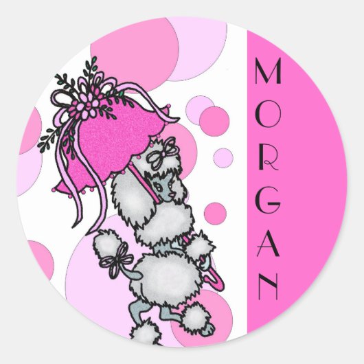 Polk-a-dots N Poodles - Anpassbar Runder Aufkleber (Vorderseite)