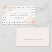 Polk a dots und rosa Aquarellblüten Visitenkarte (Vorne/Hinten)