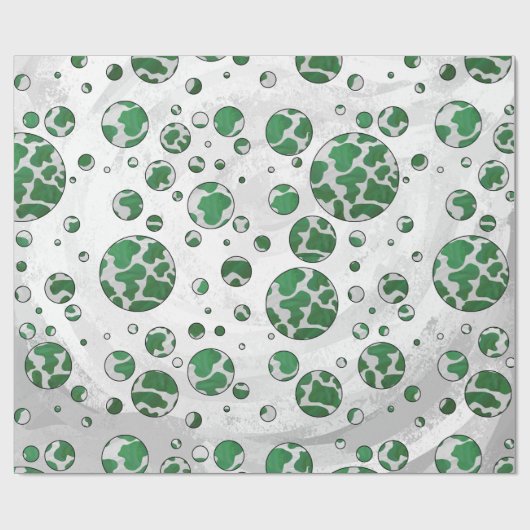 Polk Dot Kuh Grün und Weiß Geschenkpapier (Flach)