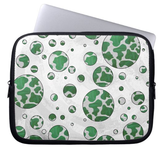 Polk Dot Kuh Grün und Weiß Laptopschutzhülle (Vorderseite)