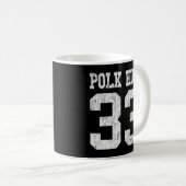 Polk High School Football Jersey 33 Aged Look Kaffeetasse (VorderseiteRechts)