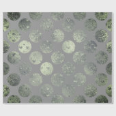 Polka Big Dots Aquamarin Grey Metallic Graphit Geschenkpapier (Flach)