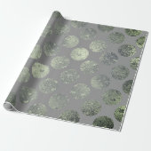 Polka Big Dots Aquamarin Grey Metallic Graphit Geschenkpapier (Ungerollt)