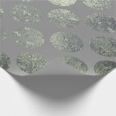 Polka Big Dots Aquamarin Grey Metallic Graphit Geschenkpapier (Ecke)