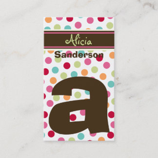 Polka Color Candy Dots Monogram Alphabet Fun Niedl Visitenkarte