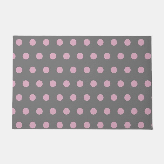 Polka Door Mat (dunkelgrau und weich rosa) Fußmatte (Vorderseite)