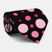 Polka Dot 01.Pink Black BG Krawatte (Gerollt)
