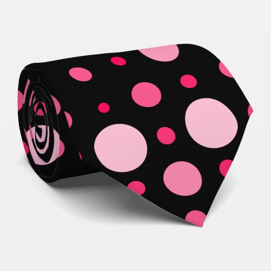 Polka Dot 01.Pink Black BG Krawatte (Gerollt)