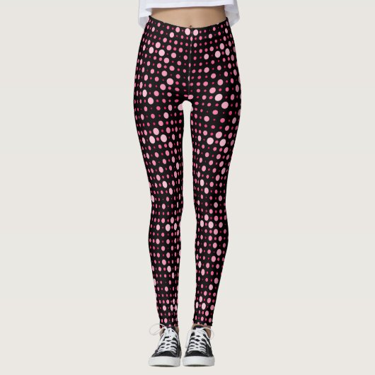 Polka Dot 01.Pink Black BG Leggings (Vorderseite)
