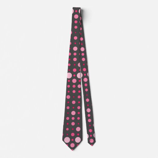 Polka Dot 01.Pink DGrey BG Krawatte (Vorderseite)