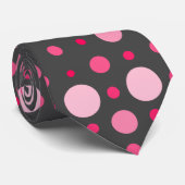 Polka Dot 01.Pink DGrey BG Krawatte (Gerollt)