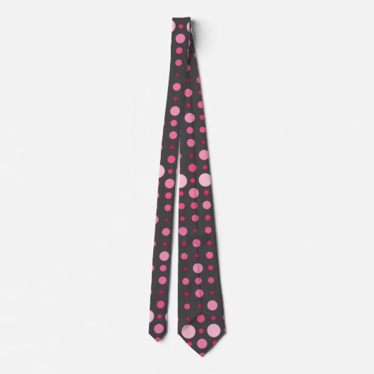 Polka Dot 01.Pink DGrey BG Krawatte (Rückseite)