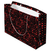 Polka Dot 01A.Red Black BG Große Geschenktüte (Rückseite Schrägansicht)