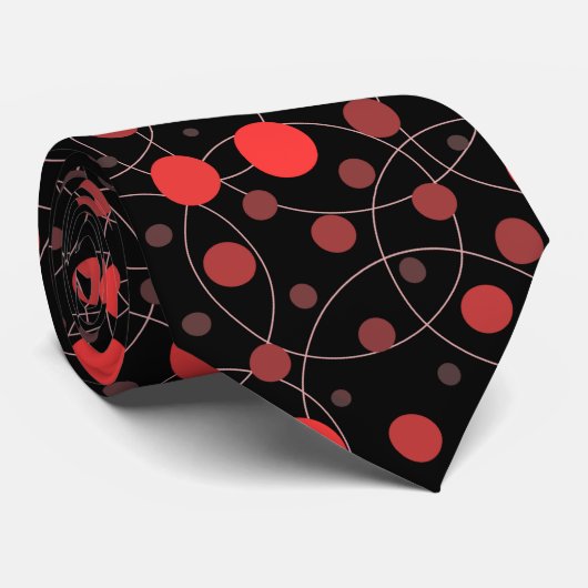 Polka Dot 01A.Red Black BG Krawatte (Gerollt)