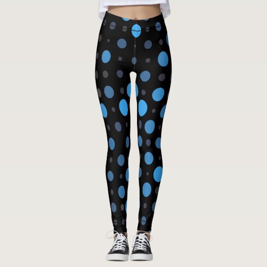 Polka Dot 01X.Blue Shade Black BG Leggings (Vorderseite)