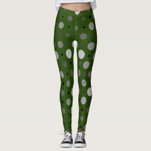Polka Dot 01X.Gray Shade D Green BG Leggings
