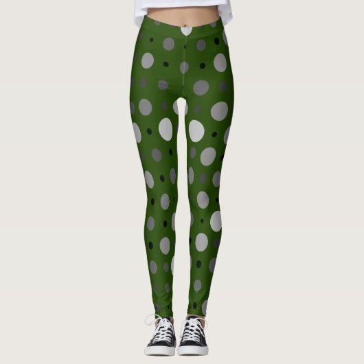 Polka Dot 01X.Gray Shade D Green BG Leggings (Vorderseite)