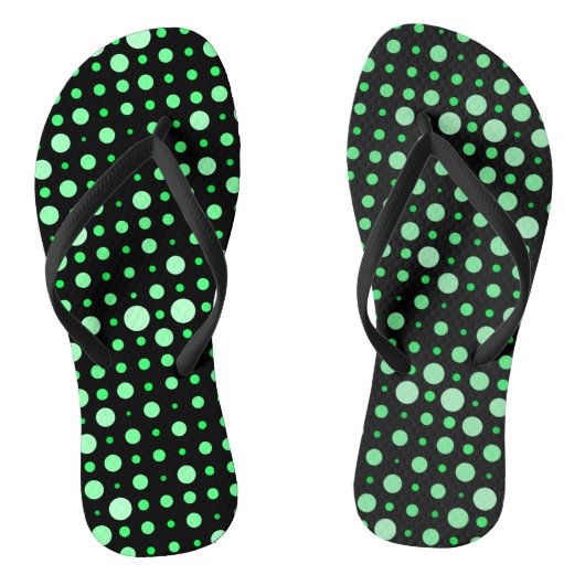 Polka Dot 02.Green. Black BG Badesandalen (Fußbett)