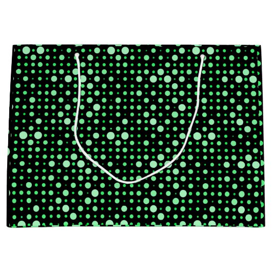 Polka Dot 02.Green. Black BG Große Geschenktüte (Vorderseite)