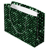 Polka Dot 02.Green. Black BG Große Geschenktüte (Rückseite Schrägansicht)