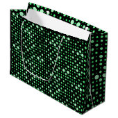 Polka Dot 02.Green. Black BG Große Geschenktüte (Vorderseite Schrägansicht)