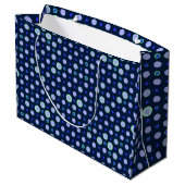 Polka Dot 03.Blue.Green DBlue BG Große Geschenktüte (Rückseite Schrägansicht)
