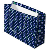 Polka Dot 03.Blue.Green DBlue BG Große Geschenktüte (Vorderseite Schrägansicht)